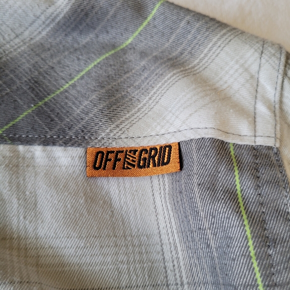 Off The Grid Shirt Men’s Large Plaid Gray White Pockets Outdoor Hiking Camping - Picture 5 of 10